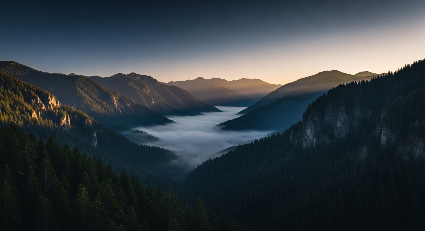 Misty mountains at dawn